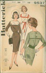 9537 1958 SHEATH SLVS OR NOT SAILOR COLLAR DRESS PATTERN 14 34